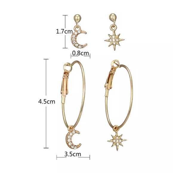 NEW!๐๐๐GOLDEN SUN ๐ & ๐ MOON HOOPS!๐๐๐LOVE - Picture 3 of 8